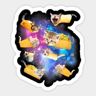 Burrito Pizza And Taco Cat In Space - Tacocat Tee Gift Idea Sticker